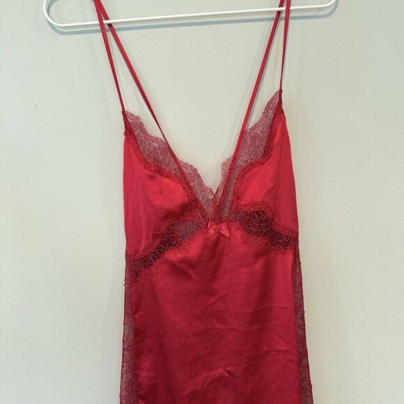 Victoria's Secret Red Slip Dress With Lace Cutouts Size Large 1185 - Picture 5 of 11